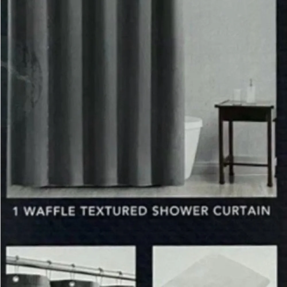 Nueva Spa 3 piece Bath Set, Curtain, Liner, Hooks, - Grey NWOT